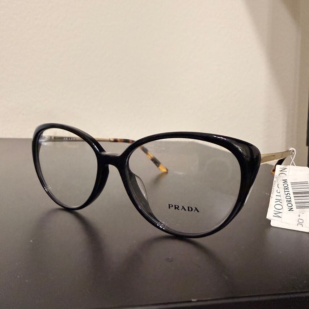 Prada Black and Gold Frames with Clear Lenses